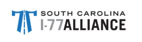 Logo of South Carolina I-77 Alliance featuring blue highway icon and bold text. No landmarks or historical buildings are depicted.