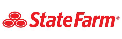 The image shows the State Farm logo with red text and three interlocking ovals on a white background, representing the insurance company.