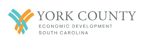 York County Economic Development logo with interlocking teal and orange design, featuring the text "South Carolina" below the county and development name.