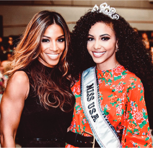 Chelsie is shown smiling as she competes in the Miss USA pageant