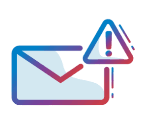 An icon of an envelope with an exclamation point inside a triangular warning sign, indicating a message alert or email notification.