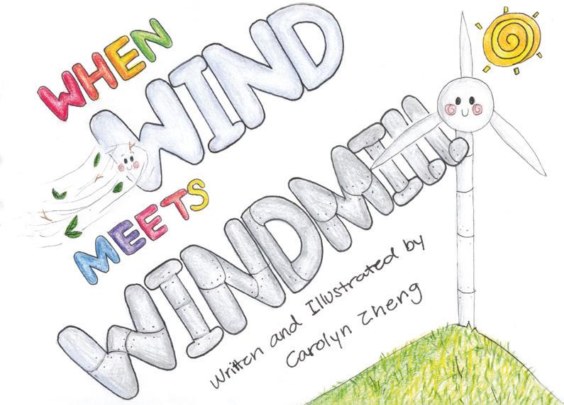 Photo A: Carolyn Zheng's book cover illustration, "When Wind Meets Windmill!"